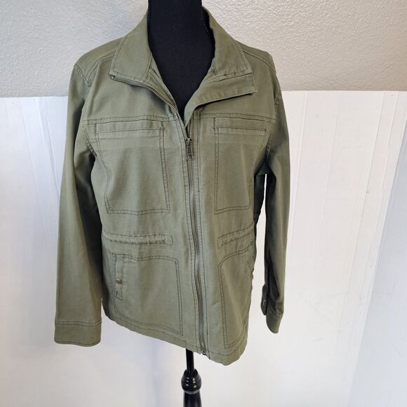 Women Old Navy Army Green Utility Jacket Sz Medium Pockets Gorp Core Casual S385 - Picture 1 of 9